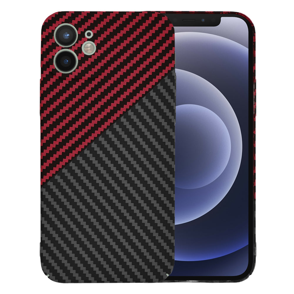 Husa de protectie Techsuit Carbonite FiberShell compatibila cu Apple iPhone 12 , acoperire spate, rosu si negru