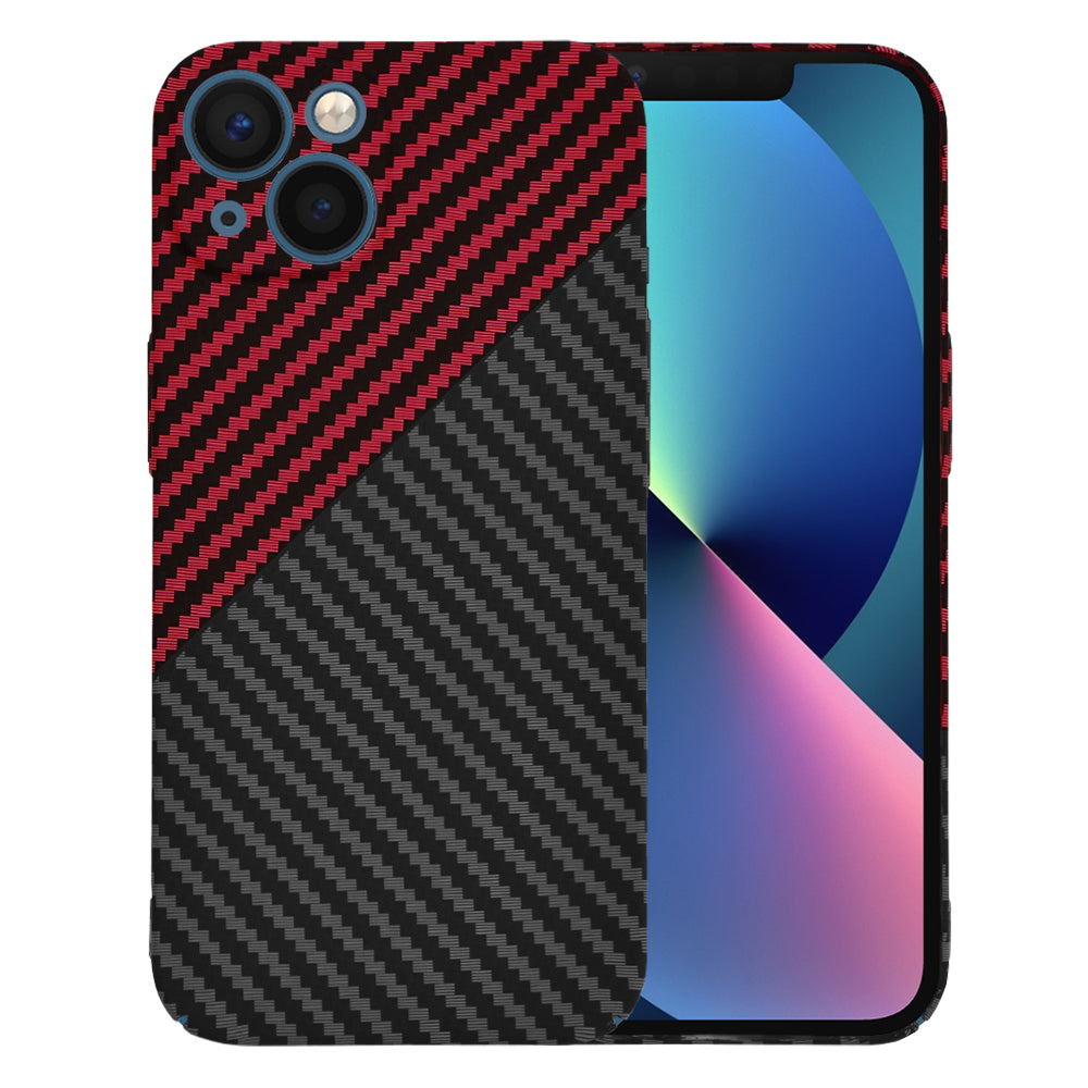 Husa de protectie Techsuit Carbonite FiberShell compatibila cu Apple iPhone 13 , acoperire spate, rosu si negru