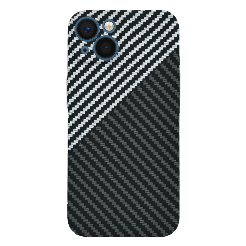 Husa de protectie Techsuit Carbonite FiberShell compatibila cu Apple iPhone 13 , acoperire spate, argintiu si negru