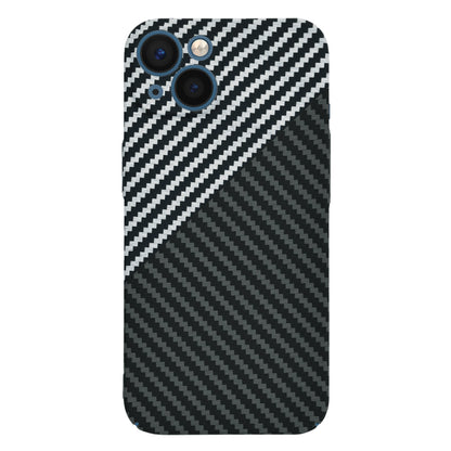 Husa de protectie Techsuit Carbonite FiberShell compatibila cu Apple iPhone 13 , acoperire spate, argintiu si negru