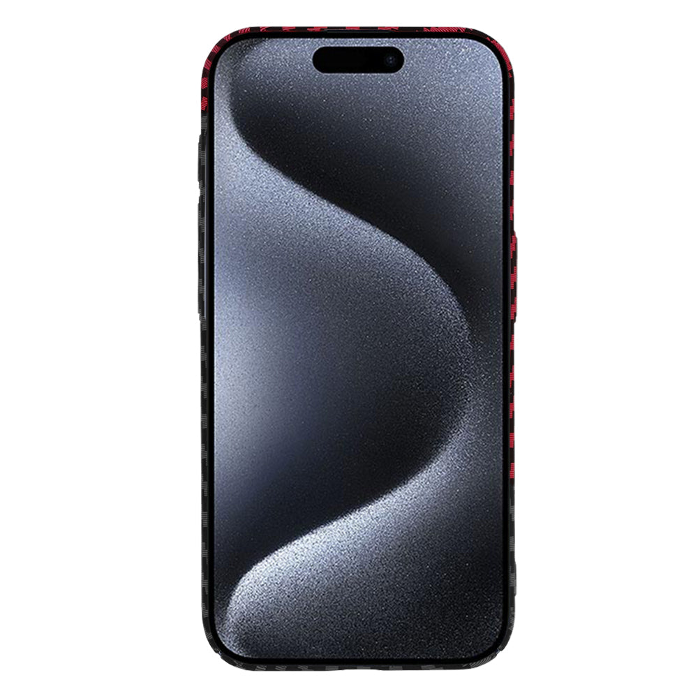 Husa de protectie Techsuit Carbonite FiberShell compatibila cu Apple iPhone 15 Pro , acoperire spate, rosu si negru