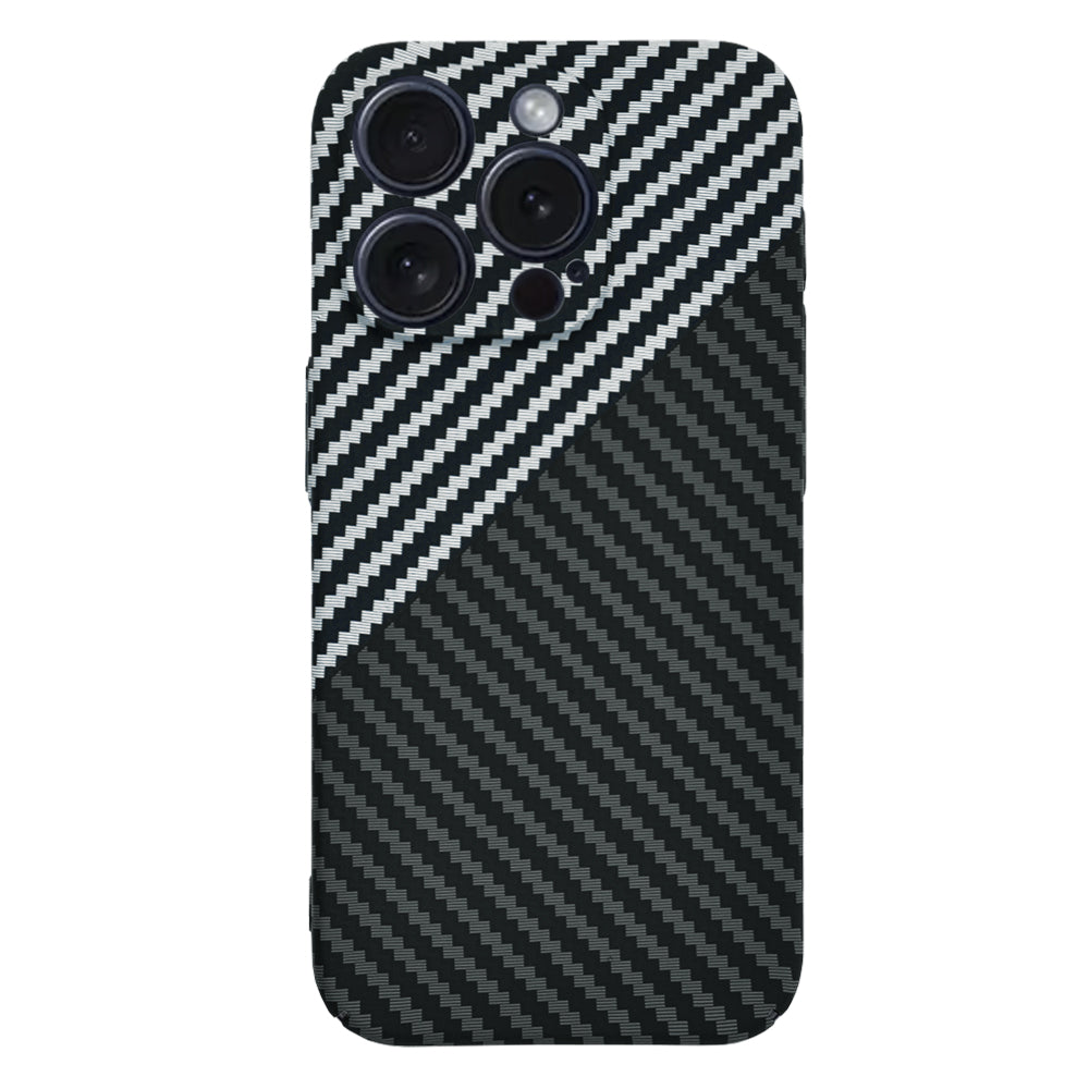 Husa de protectie Techsuit Carbonite FiberShell compatibila cu Apple iPhone 15 Pro , acoperire spate, argintiu si negru