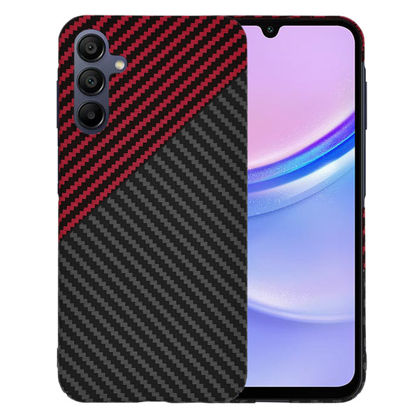 Husa de protectie Techsuit Carbonite FiberShell compatibila cu Samsung Galaxy A15 , acoperire spate, rosu si negru