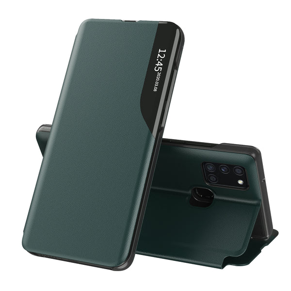 Husa de protectie Techsuit eFold Series compatibila cu Samsung Galaxy A21s, acoperire spate, verde inchis