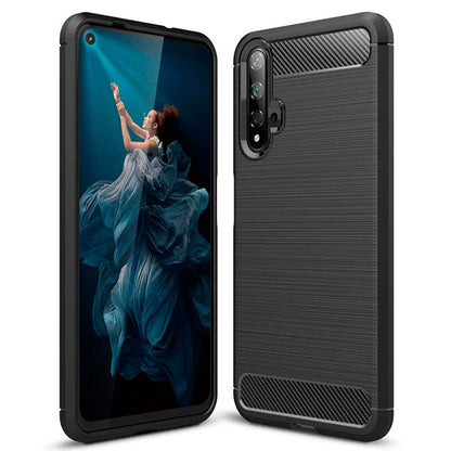 Husa de protectie Techsuit Carbon Siliconecompatibila cu Huawei nova 5T , acoperire spate, negru