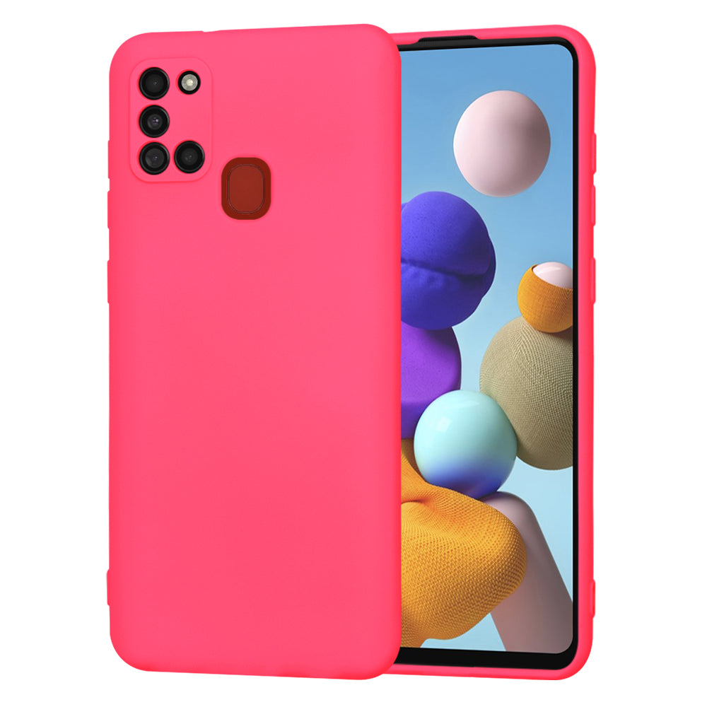 Husa de protectie Techsuit SoftFlex compatibila cu Samsung Galaxy A21s, acoperire spate, roz neon