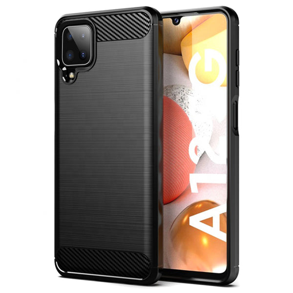 Husa de protectie Techsuit Carbon Siliconecompatibila cu Samsung Galaxy A12 , acoperire spate, negru