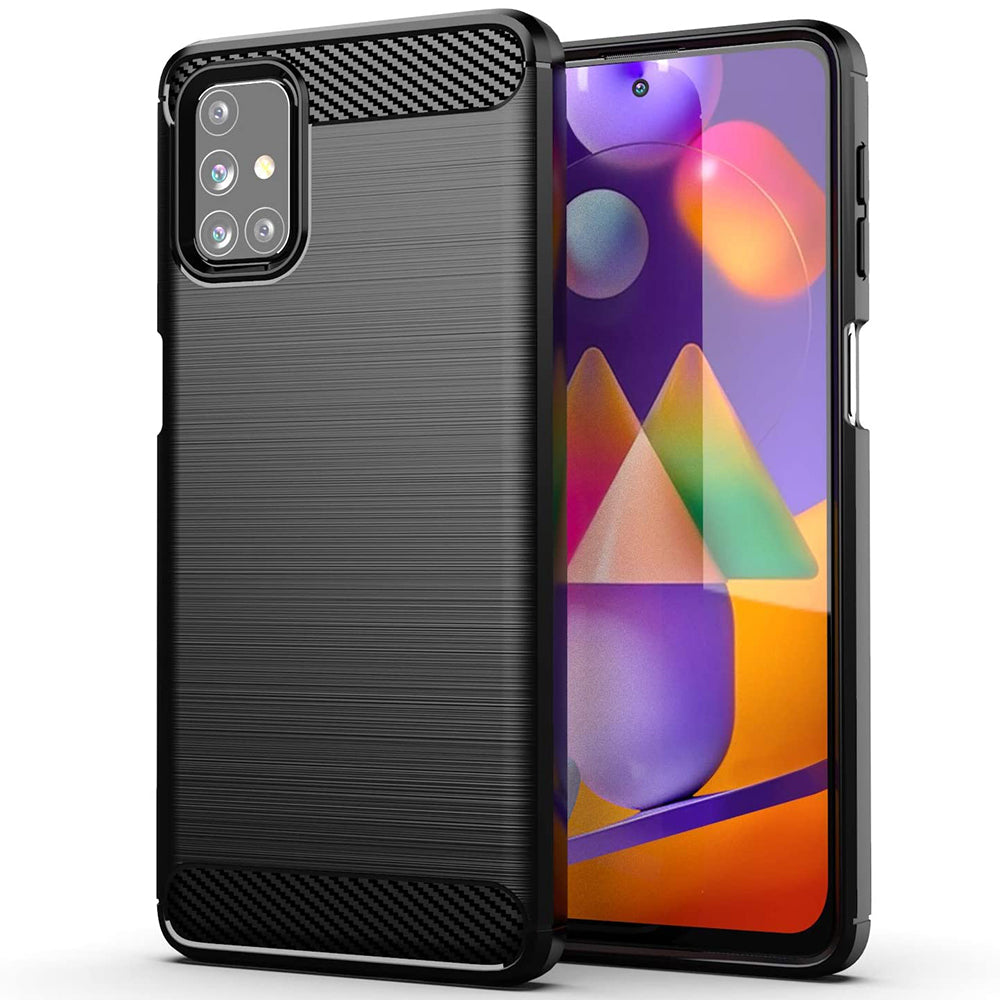 Husa de protectie Techsuit Carbon Siliconecompatibila cu Samsung Galaxy M31s , acoperire spate, negru