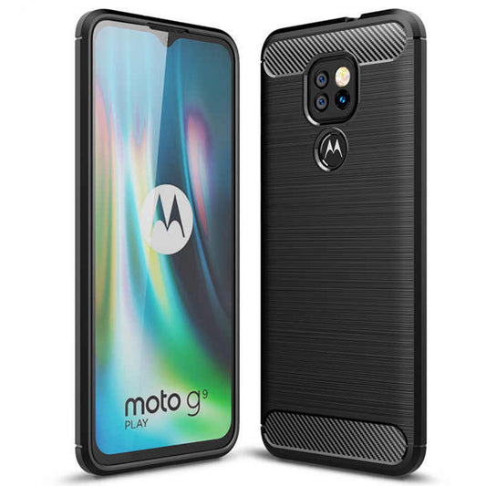 Husa de protectie Techsuit Carbon Siliconecompatibila cu Motorola Moto E7 Plus , acoperire spate, negru