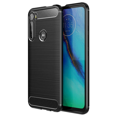 Husa de protectie Techsuit Carbon Siliconecompatibila cu Motorola One Fusion Plus , acoperire spate, negru