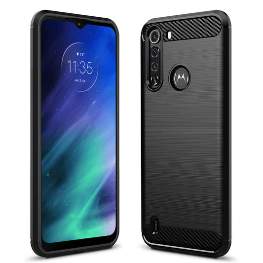 Husa de protectie Techsuit Carbon Siliconecompatibila cu Motorola One Fusion , acoperire spate, negru
