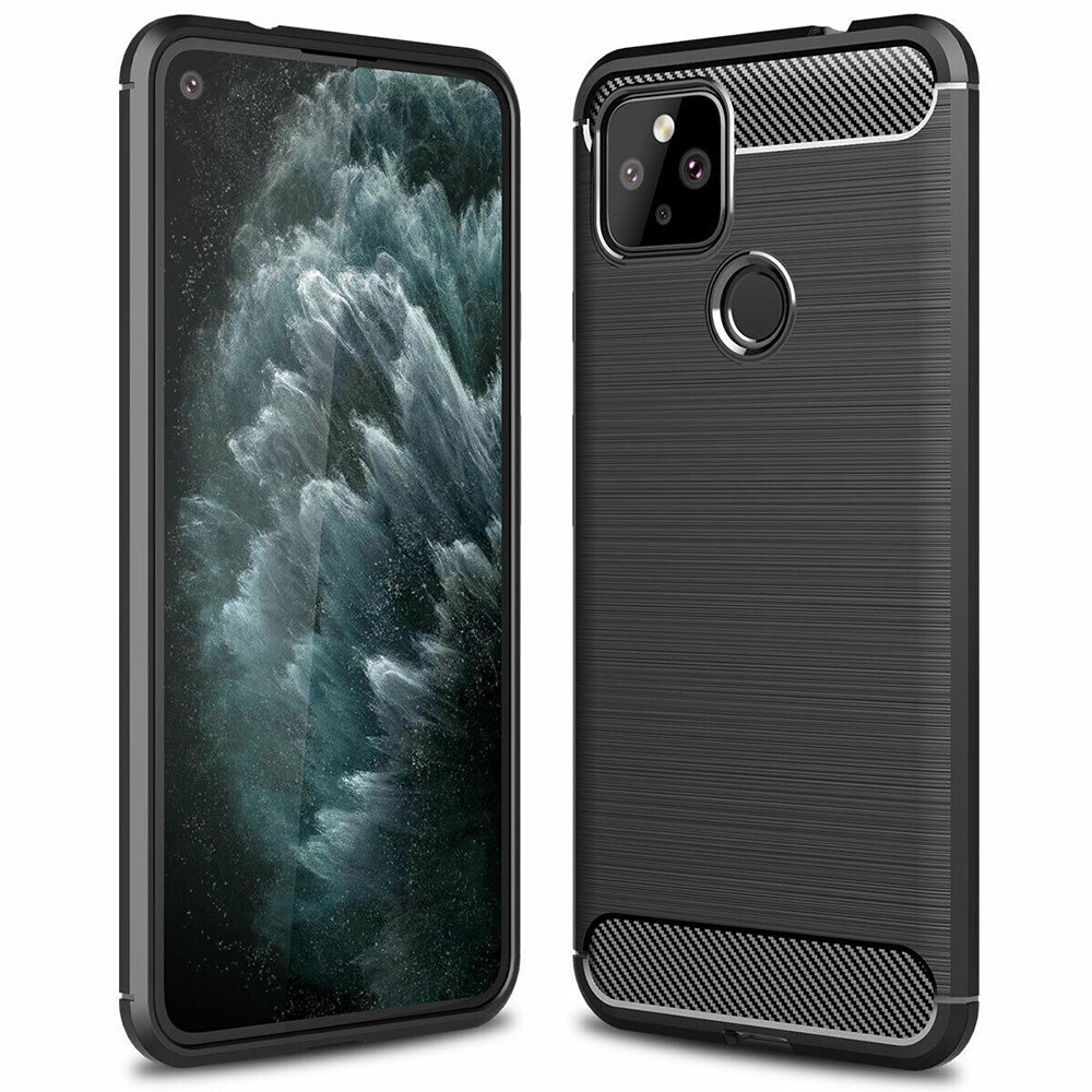 Husa de protectie Techsuit Carbon Siliconecompatibila cu Google Pixel 5, acoperire spate, negru