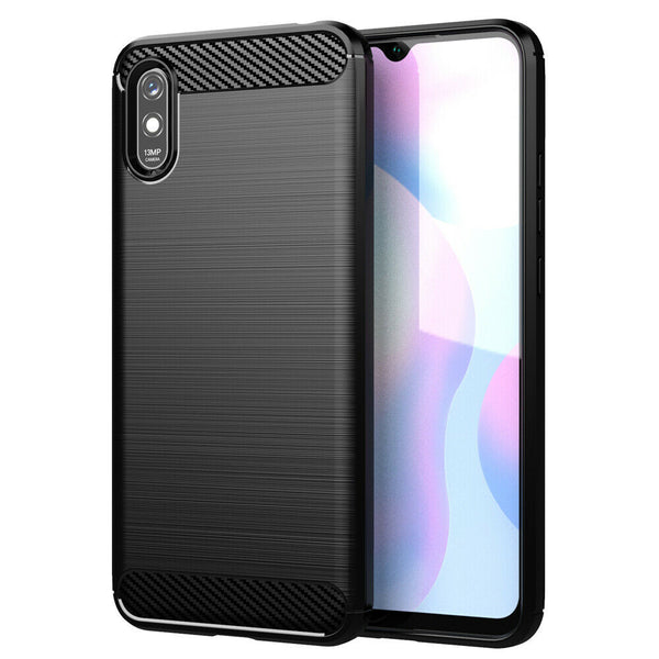 Husa de protectie Techsuit Carbon Siliconecompatibila cu Xiaomi Redmi 9A , acoperire spate, negru