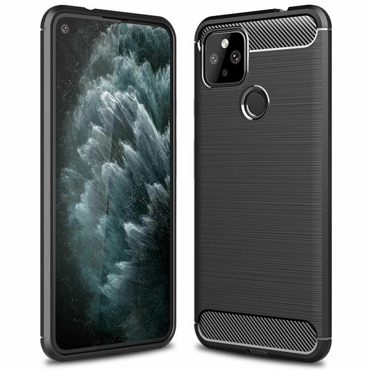 Husa de protectie Techsuit Carbon Siliconecompatibila cu Google Pixel 4a 5G, acoperire spate, negru