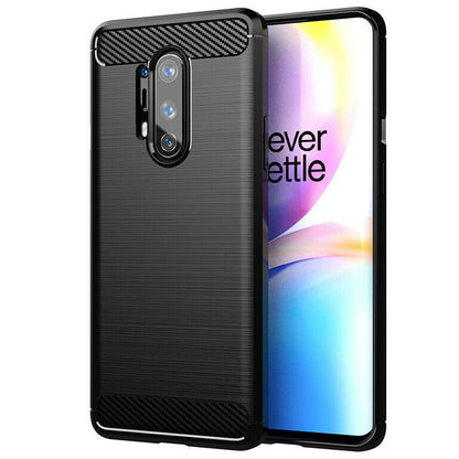 Husa de protectie Techsuit Carbon Siliconecompatibila cu Oneplus 8 Pro , acoperire spate, negru