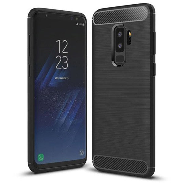 Husa de protectie Techsuit Carbon Siliconecompatibila cu Samsung Galaxy S9 Plus , acoperire spate, negru