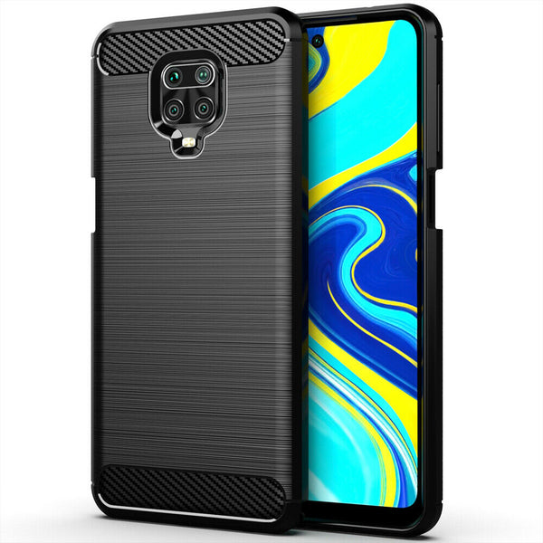 Husa de protectie Techsuit Carbon Siliconecompatibila cu Xiaomi Redmi Note 9 Pro , acoperire spate, negru