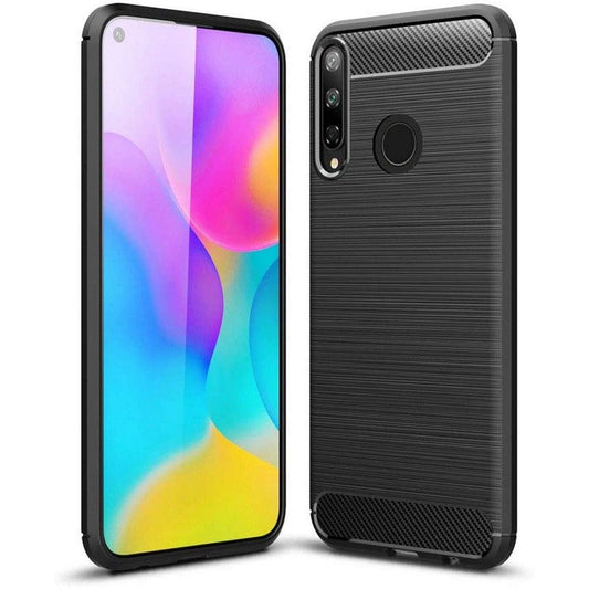 Husa de protectie Techsuit Carbon Siliconecompatibila cu Huawei P40 lite E , acoperire spate, negru