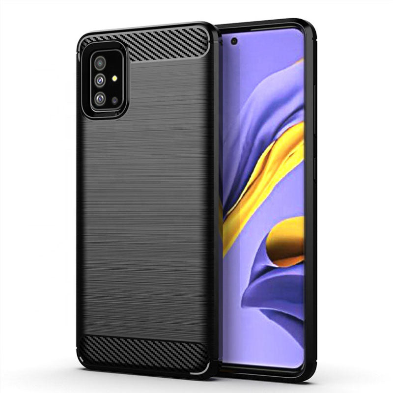 Husa de protectie Techsuit Carbon Siliconecompatibila cu Samsung Galaxy A51 4G , acoperire spate, negru