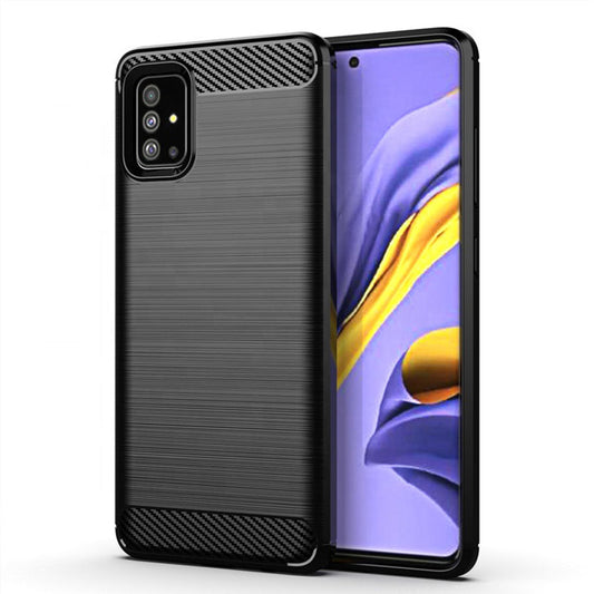 Husa de protectie Techsuit Carbon Siliconecompatibila cu Samsung Galaxy A51 4G , acoperire spate, negru