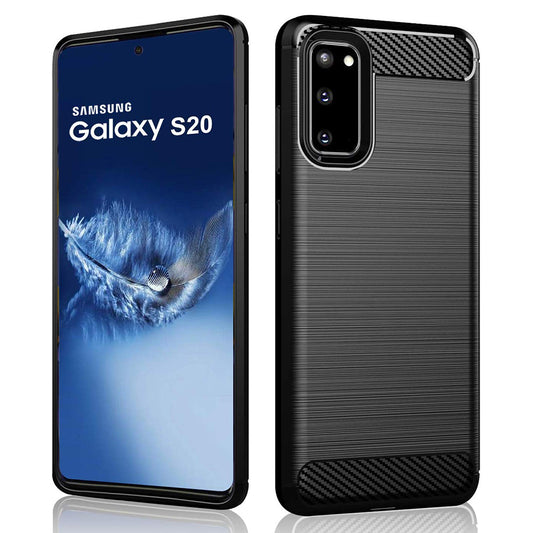 Husa de protectie Techsuit Carbon Siliconecompatibila cu Samsung Galaxy S20 4G , acoperire spate, negru