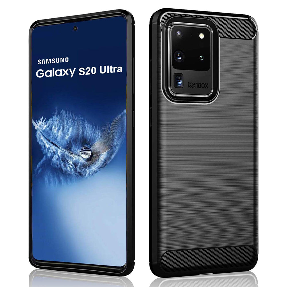 Husa de protectie Techsuit Carbon Siliconecompatibila cu Samsung Galaxy S20 Ultra 5G , acoperire spate, negru