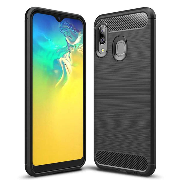 Husa de protectie Techsuit Carbon Siliconecompatibila cu Samsung Galaxy A20e , acoperire spate, negru