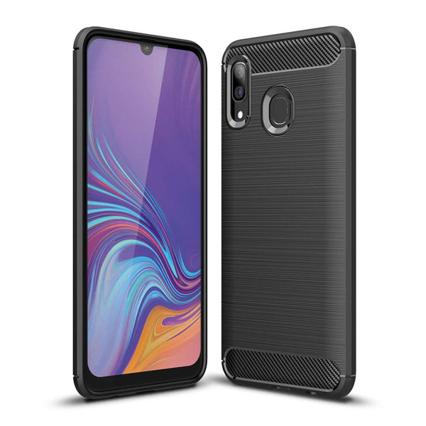 Husa de protectie Techsuit Carbon Siliconecompatibila cu Samsung Galaxy A40 , acoperire spate, negru