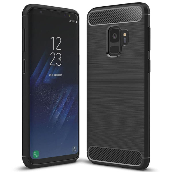 Husa de protectie Techsuit Carbon Siliconecompatibila cu Samsung Galaxy S9 , acoperire spate, negru