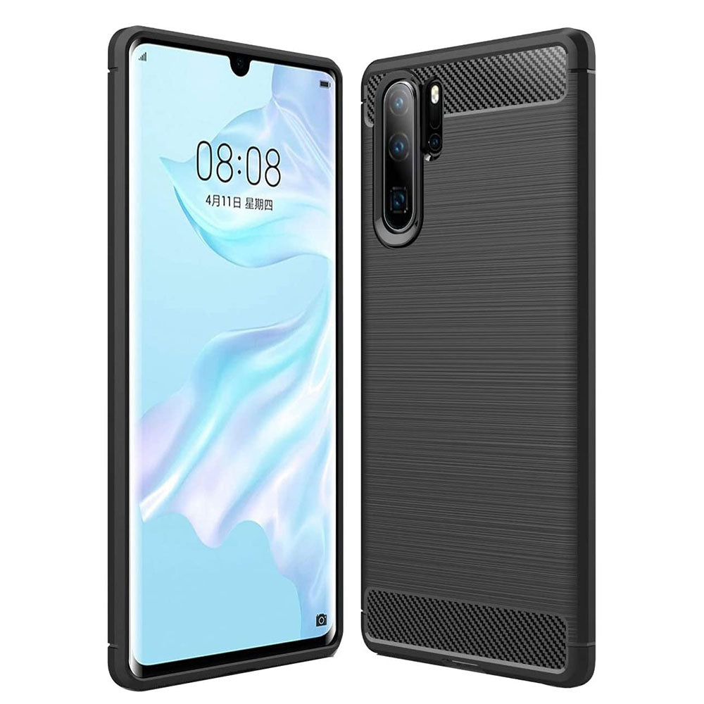 Husa de protectie Techsuit Carbon Siliconecompatibila cu Huawei P30 Pro New Edition , acoperire spate, negru