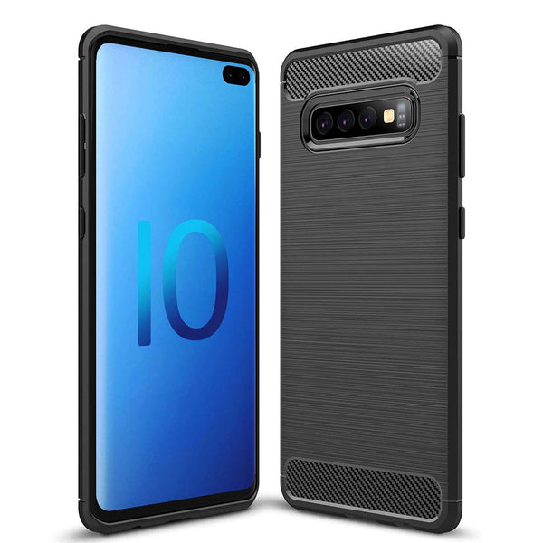 Husa de protectie Techsuit Carbon Siliconecompatibila cu Samsung Galaxy S10 , acoperire spate, negru