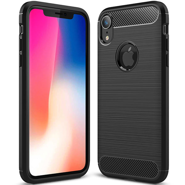 Husa de protectie Techsuit Carbon Siliconecompatibila cu Apple iPhone XR , acoperire spate, negru