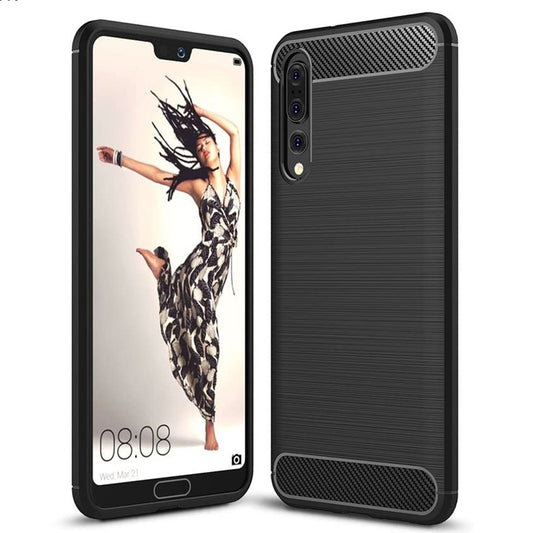 Husa de protectie Techsuit Carbon Siliconecompatibila cu Huawei P20 Pro , acoperire spate, negru