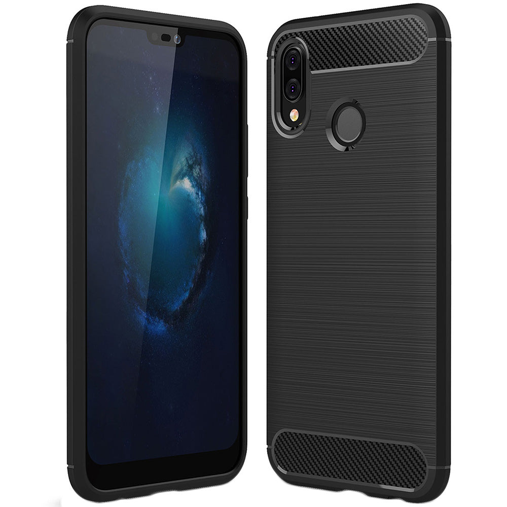 Husa de protectie Techsuit Carbon Siliconecompatibila cu Huawei P20 lite , acoperire spate, negru