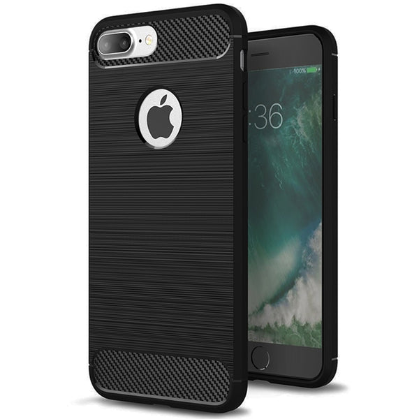 Husa de protectie Techsuit Carbon Siliconecompatibila cu Apple iPhone 8 Plus , acoperire spate, negru