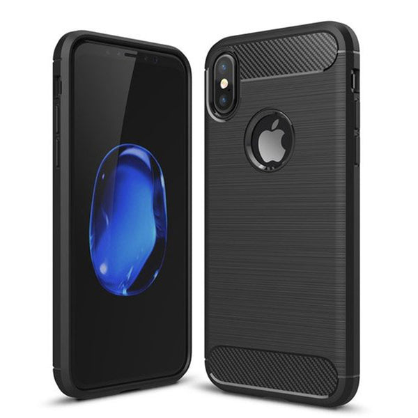 Husa de protectie Techsuit Carbon Siliconecompatibila cu Apple iPhone X , acoperire spate, negru