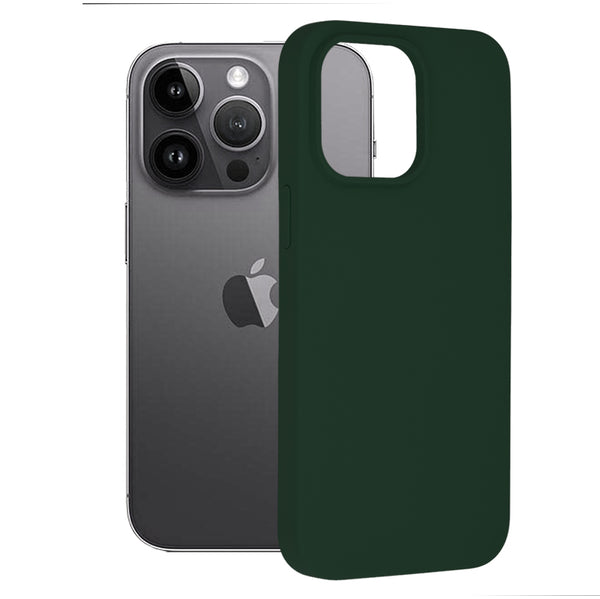 Husa de protectie Techsuit Soft Edge Silicone compatibila cu Apple iPhone 14 Pro Max, acoperire spate, verde inchis