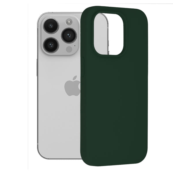 Husa de protectie Techsuit Soft Edge Silicone compatibila cu Apple iPhone 14 Pro, acoperire spate, verde inchis