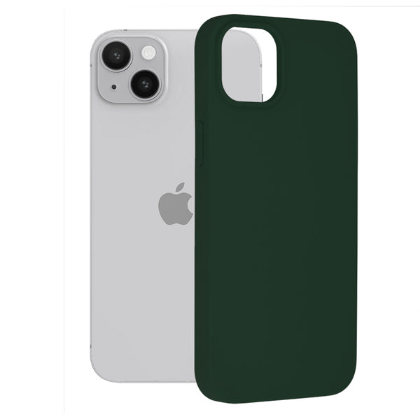 Husa de protectie Techsuit Soft Edge Silicone compatibila cu Apple iPhone 14 Plus, acoperire spate, verde inchis