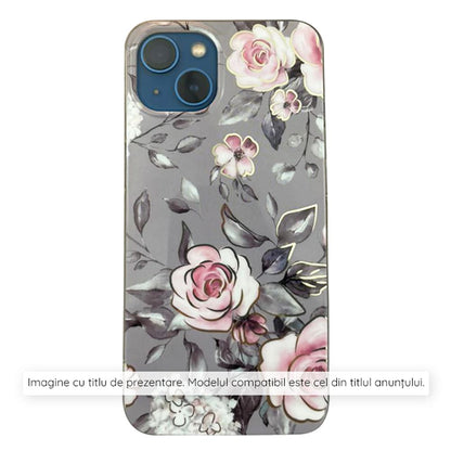 Husa de protectie Techsuit Marble Series compatibila cu Xiaomi Redmi Note 13 4G, acoperire spate, Bloom of Ruth, Gray