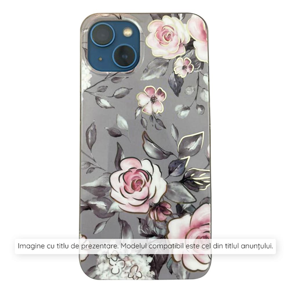 Husa de protectie Techsuit Marble Series compatibila cu Xiaomi Redmi Poco M6 Pro 4G, acoperire spate, Bloom of Ruth, Gray
