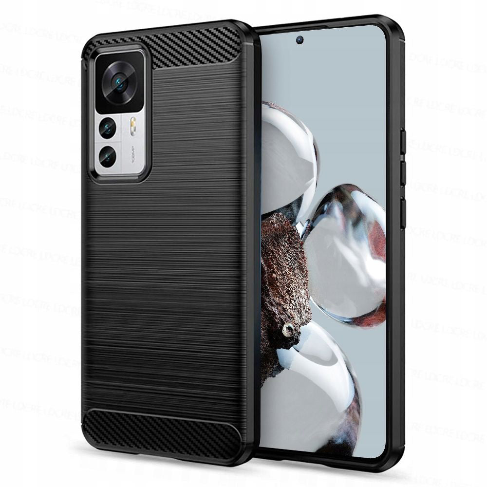 Husa de protectie Techsuit Carbon Siliconecompatibila cu Xiaomi 12T , acoperire spate, negru
