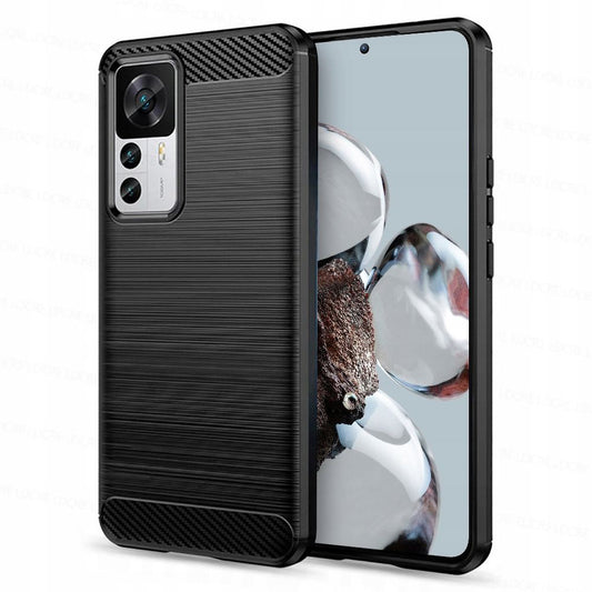 Husa de protectie Techsuit Carbon Siliconecompatibila cu Xiaomi 12T , acoperire spate, negru