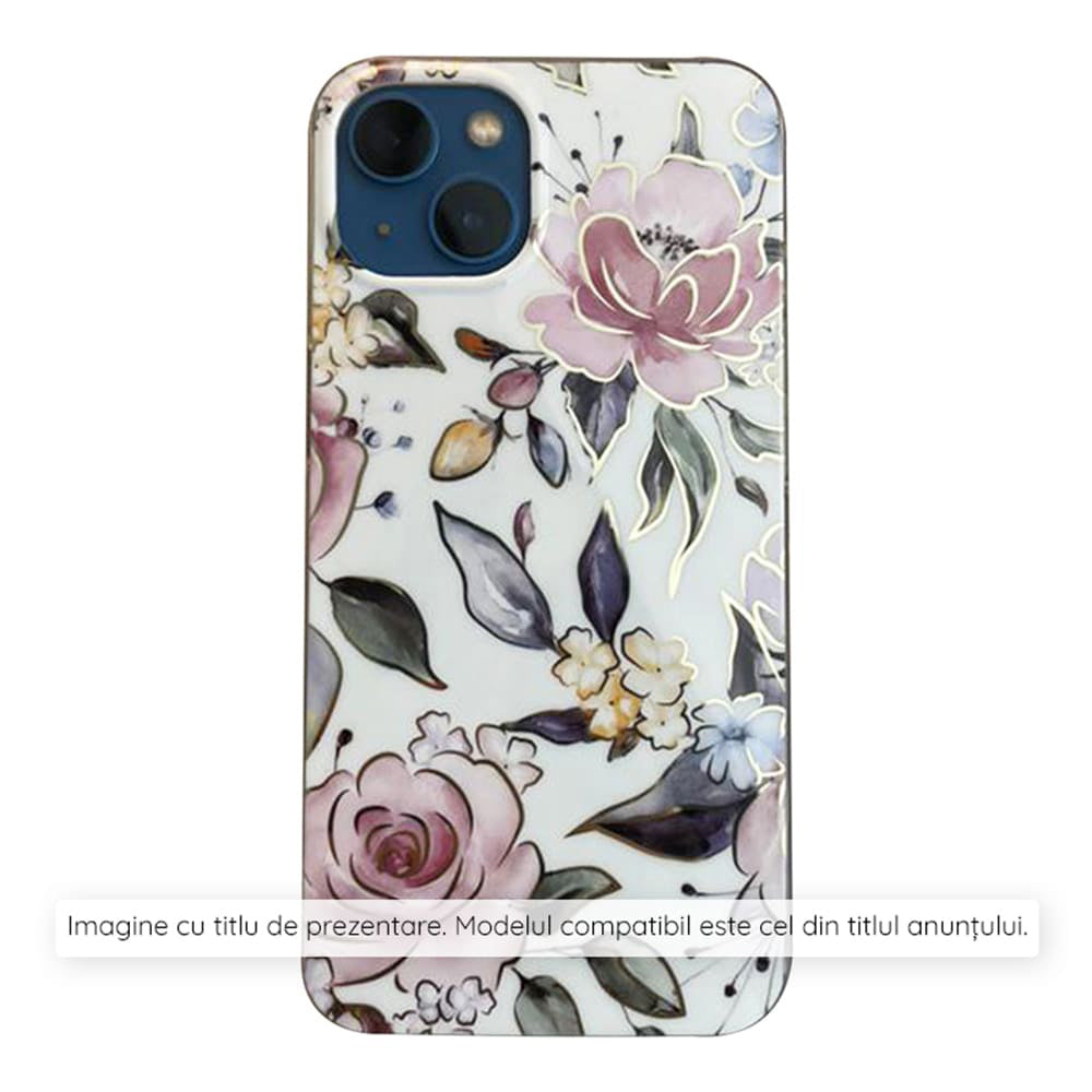 Husa de protectie Techsuit Marble Series compatibila cu Honor X7b 5G, acoperire spate, Chloe White