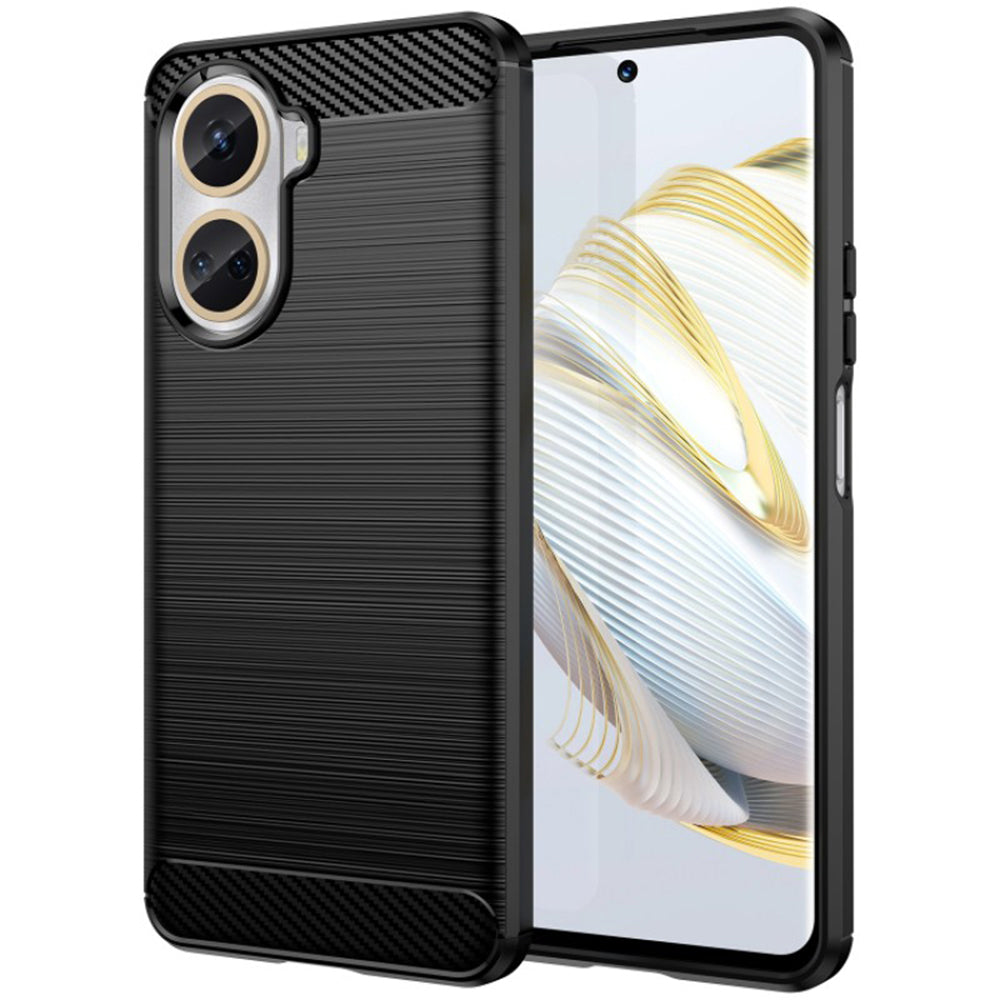 Husa de protectie Techsuit Carbon Siliconecompatibila cu Huawei nova 10 SE , acoperire spate, negru