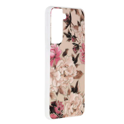 Husa de protectie Techsuit Marble Series compatibila cu Samsung Galaxy S21 FE, acoperire spate, Mary, Berry Nude
