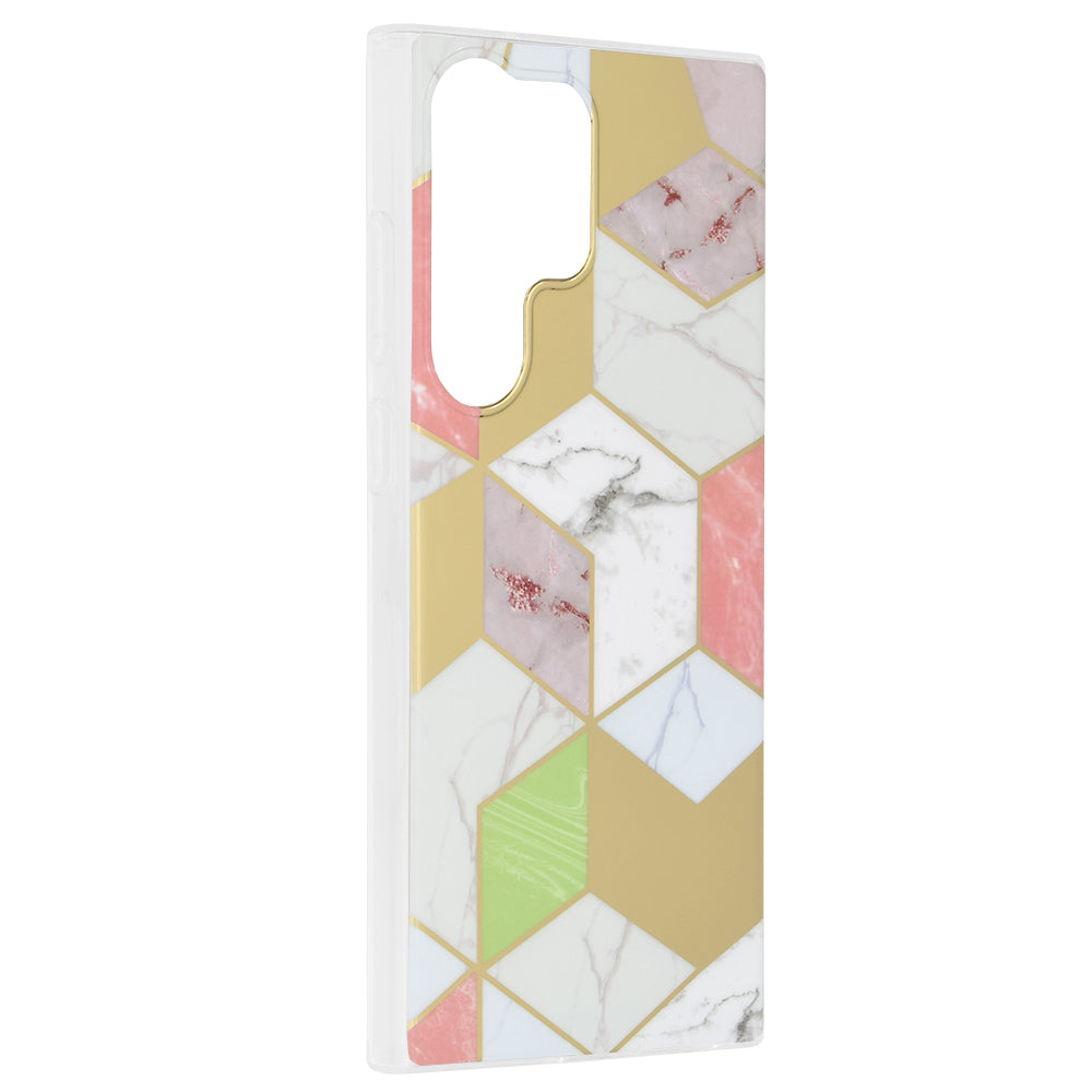Husa de protectie Techsuit Marble Series compatibila cu Samsung Galaxy S23 Ultra, acoperire spate, Purple Hex