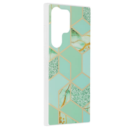 Husa de protectie Techsuit Marble Series compatibila cu Samsung Galaxy S23 Ultra, acoperire spate, Green Hex