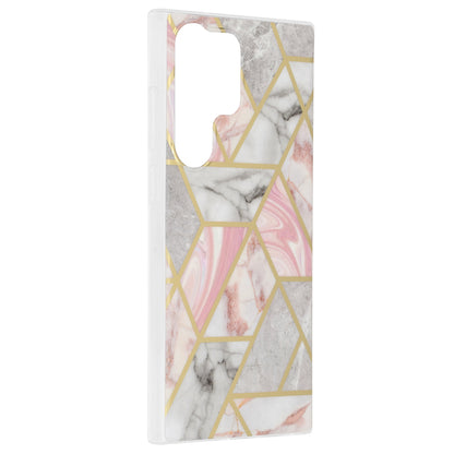Husa de protectie Techsuit Marble Series compatibila cu Samsung Galaxy S23 Ultra, acoperire spate, Pink Hex