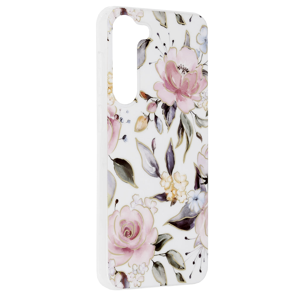 Husa de protectie Techsuit Marble Series compatibila cu Samsung Galaxy S23 Plus, acoperire spate, Chloe White
